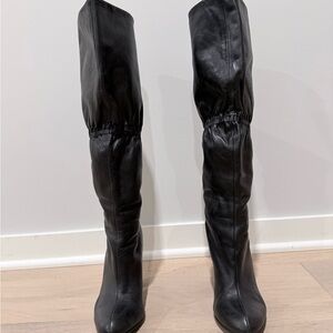 Black Leather Knee-High Boots
